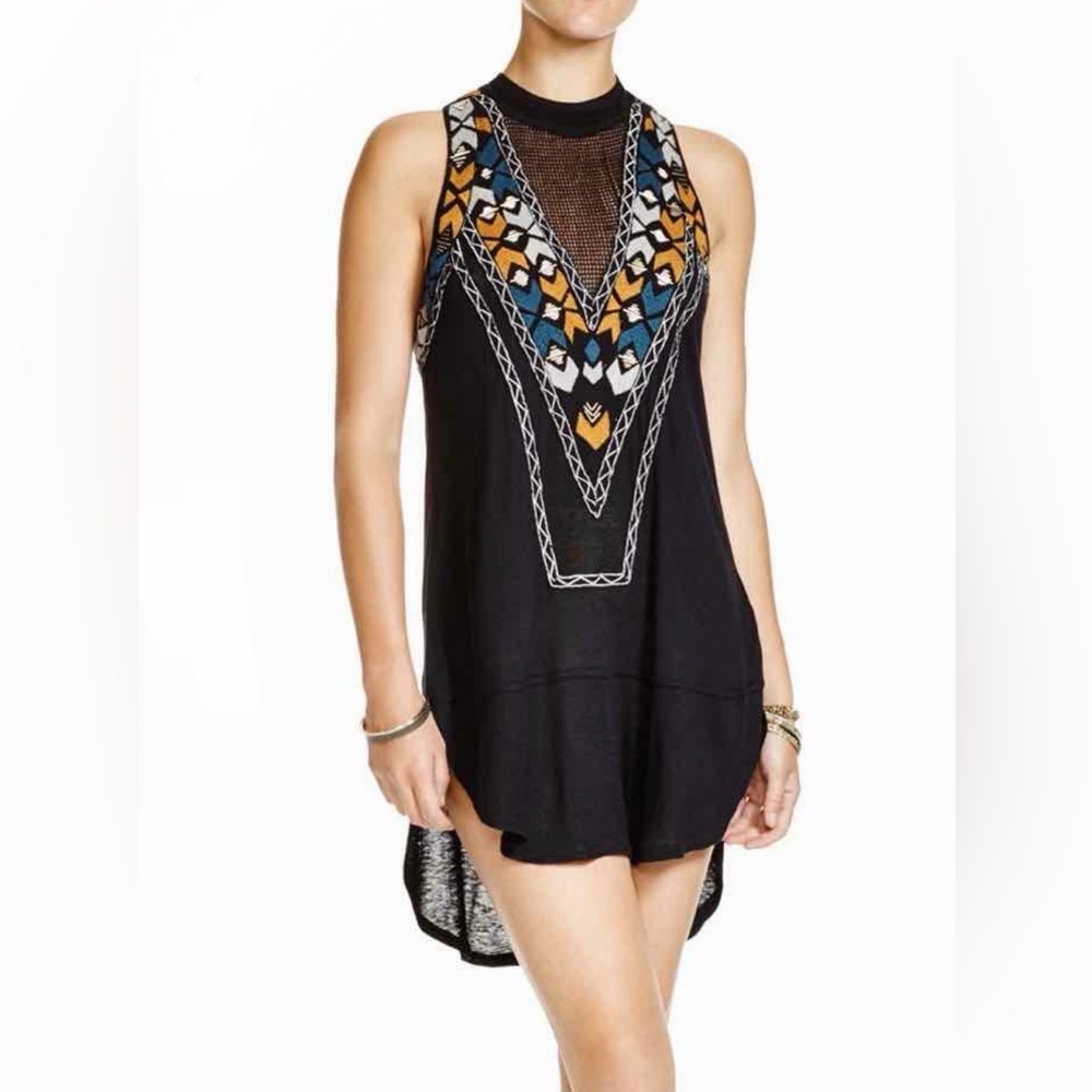 LIKE NEW Free People Adella beaded/embroidered/mesh tunic SzXS